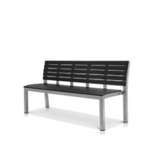 6' Highback Bench Kessler Silver Frame with Black Seat&Back